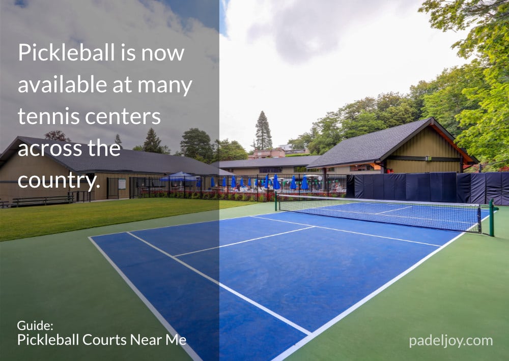 Local tennis center with pickleball court.