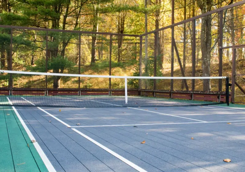 Platform tennis court. A similar sport to tennis.